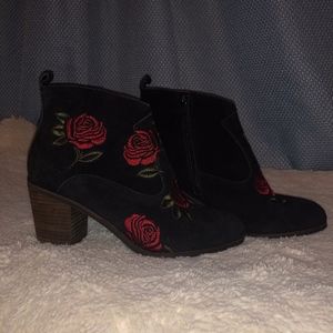 Red Flower Lucky Booties